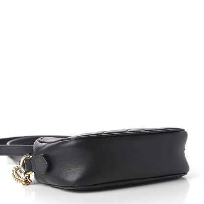 Gucci Calfskin Matelasse Mini GG Marmont Chain Shoulder Bag Black 4 of 13