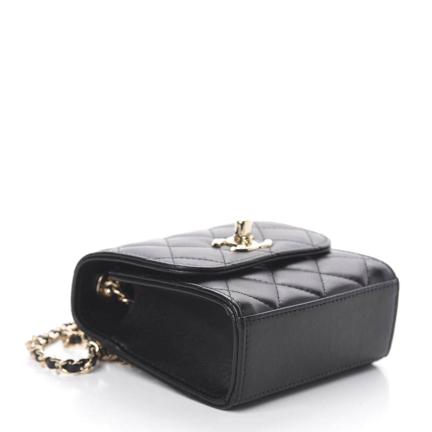Lambskin Quilted Mini Trendy CC Chain Wallet Black