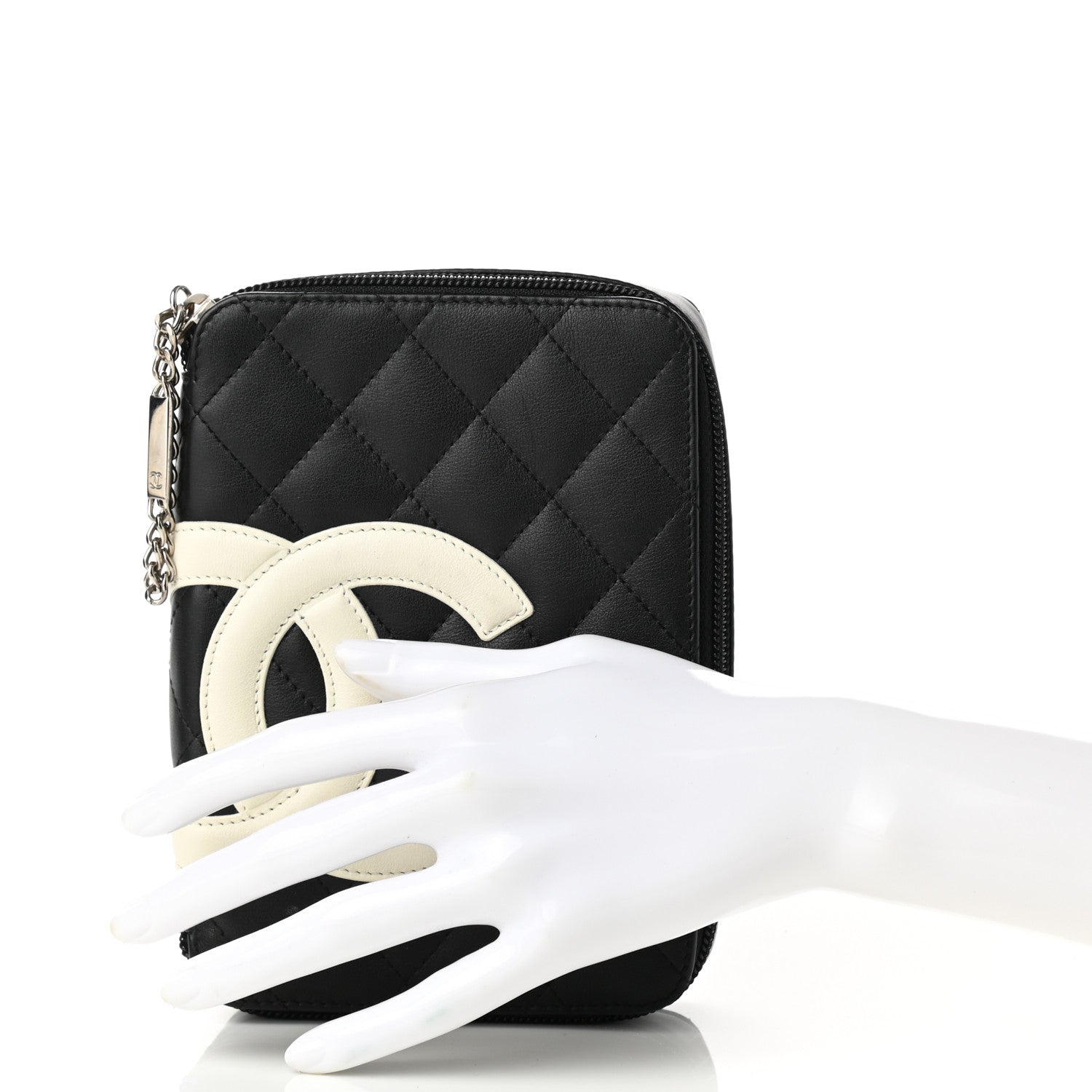 Chanel Calfskin Quilted Cambon Zip Around Cosmetic Pouch Black 2 of 10