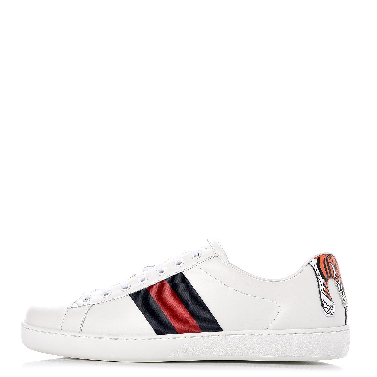 Gucci Calfskin Web Mens Tiger Ace Sneakers 9.5 White 1 of 9