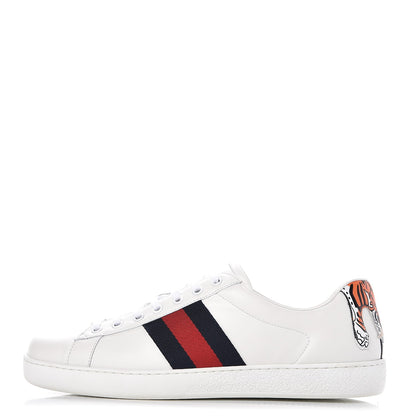 Gucci Calfskin Web Mens Tiger Ace Sneakers 9.5 White 1 of 9