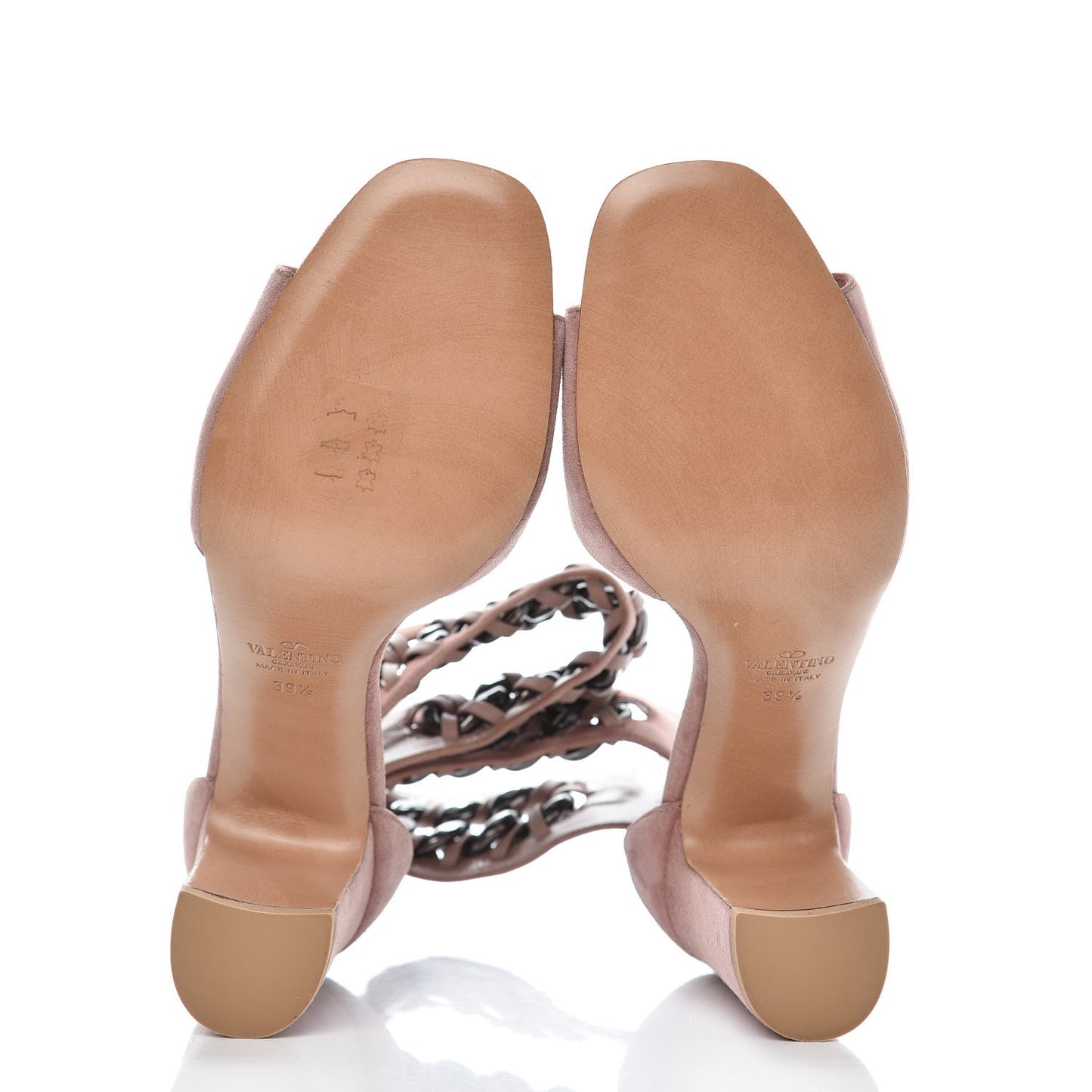 Suede Chain Ankle Strap Sandals 39.5 Poudre