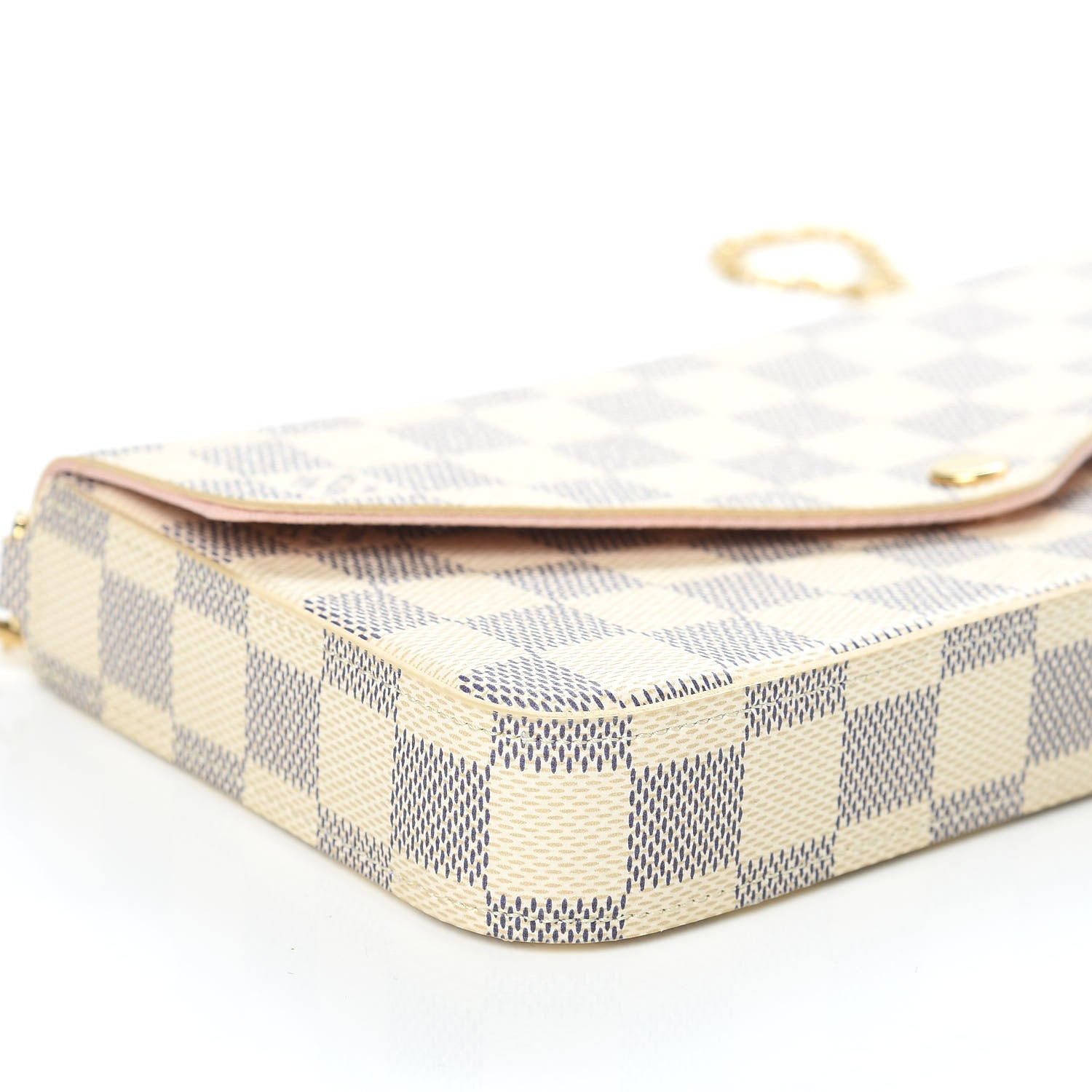 Louis Vuitton Damier Azur Pochette Felicie Chain Wallet Rose Ballerine 7 of 10