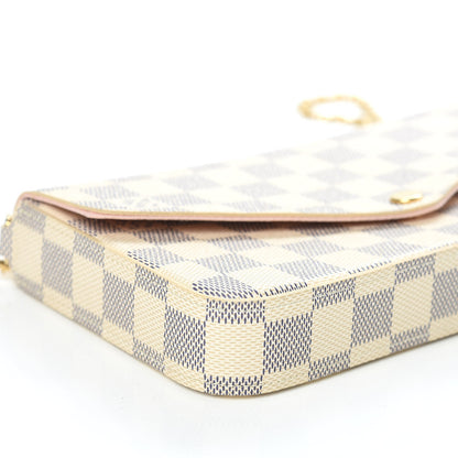 Louis Vuitton Damier Azur Pochette Felicie Chain Wallet Rose Ballerine 7 of 10