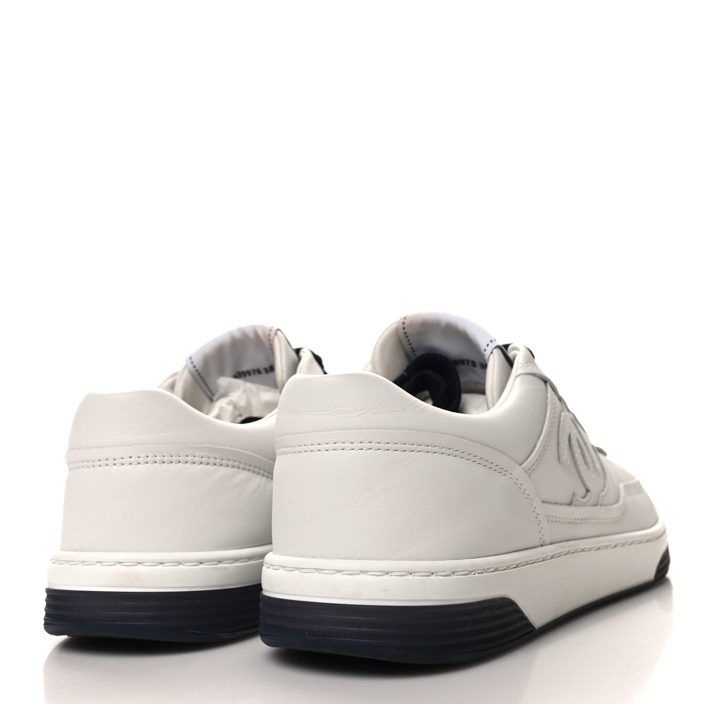 Calfskin CC Womens Sneakers 38 White Black