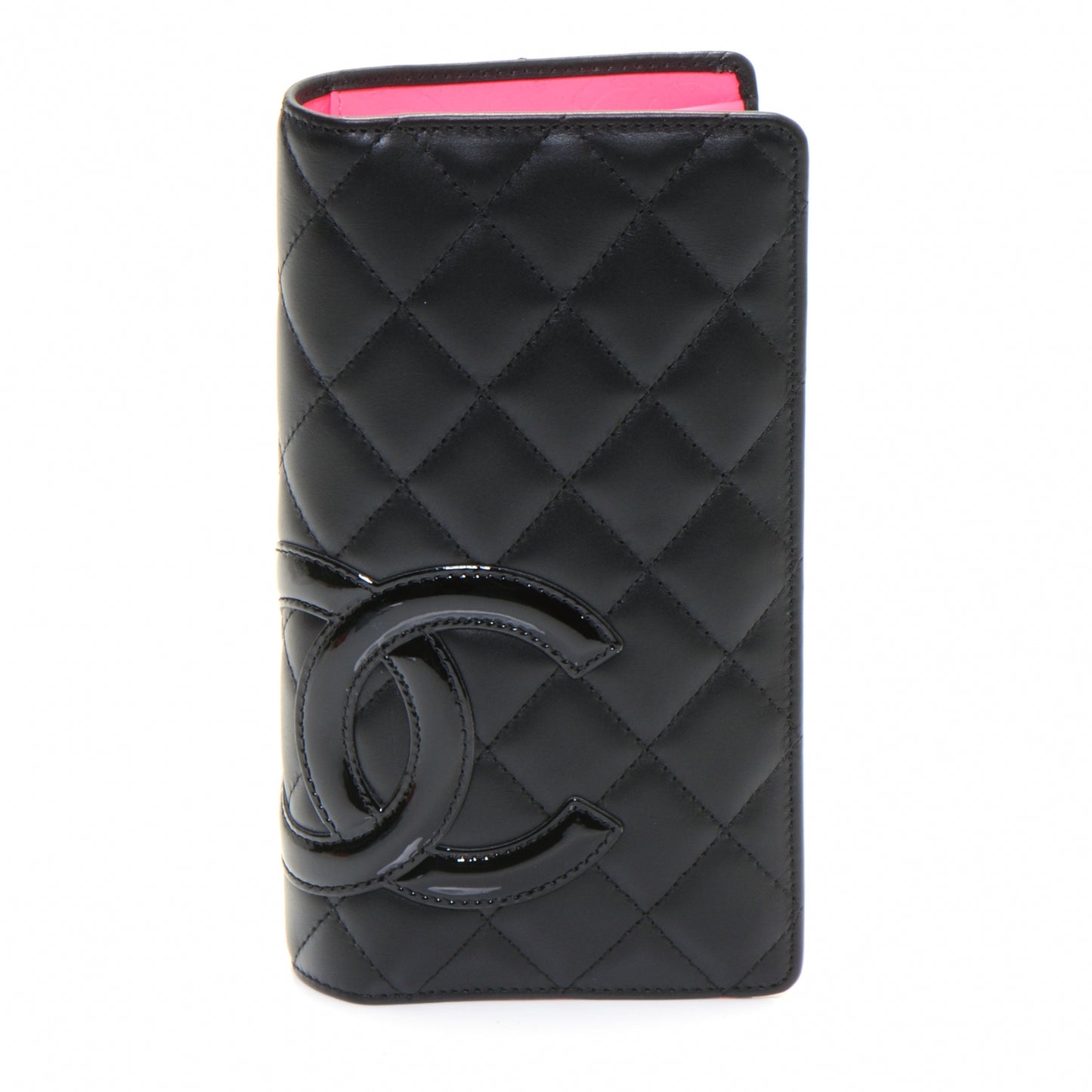 Calfskin Quilted Cambon Yen Wallet Black