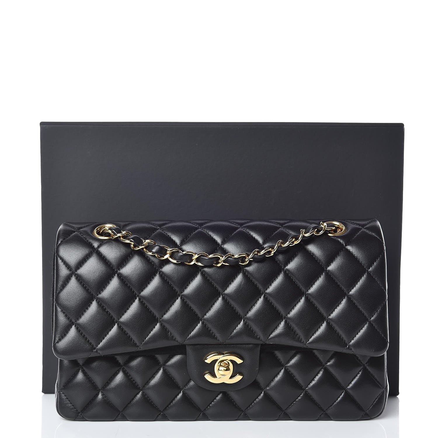 Chanel Lambskin Quilted Medium Double Flap Black 10 of 10