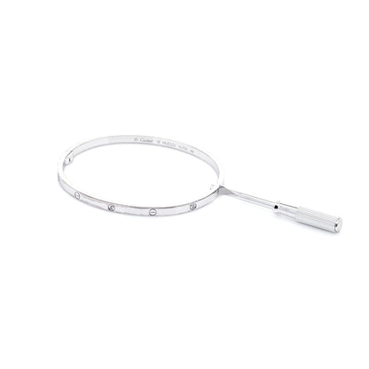 Cartier 18K White Gold 6 Diamond Small LOVE Bracelet 18 6 of 7