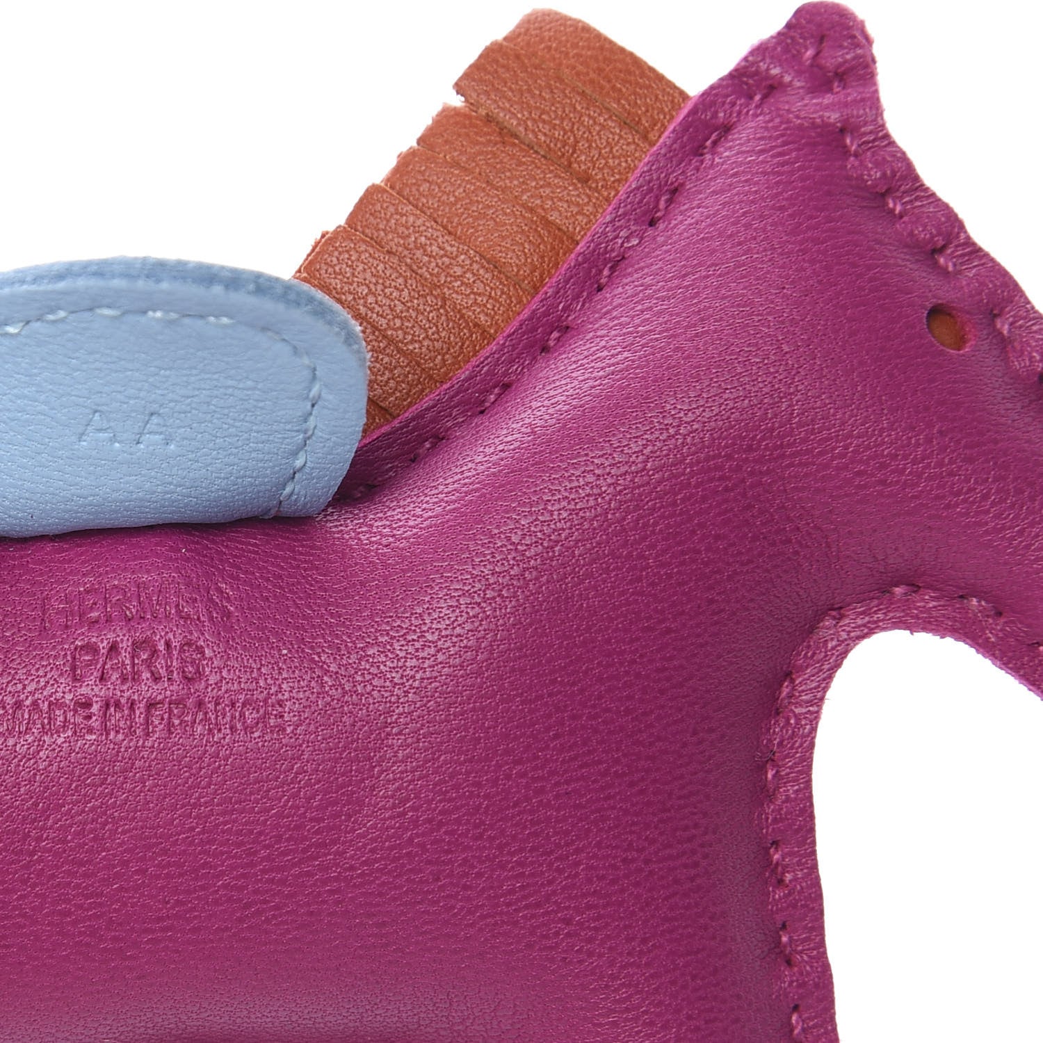 Hermes Milo Lambskin Grigri Rodeo Horse Bag Charm PM Rose Pourpre Cornaline Celeste 3 of 5