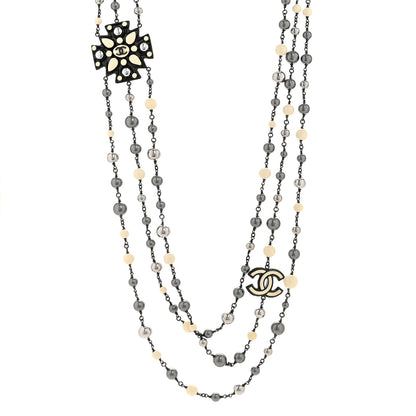 Chanel Gripoix Poured Glass CC Multi Strand Necklace Ruthenium 1 of 6
