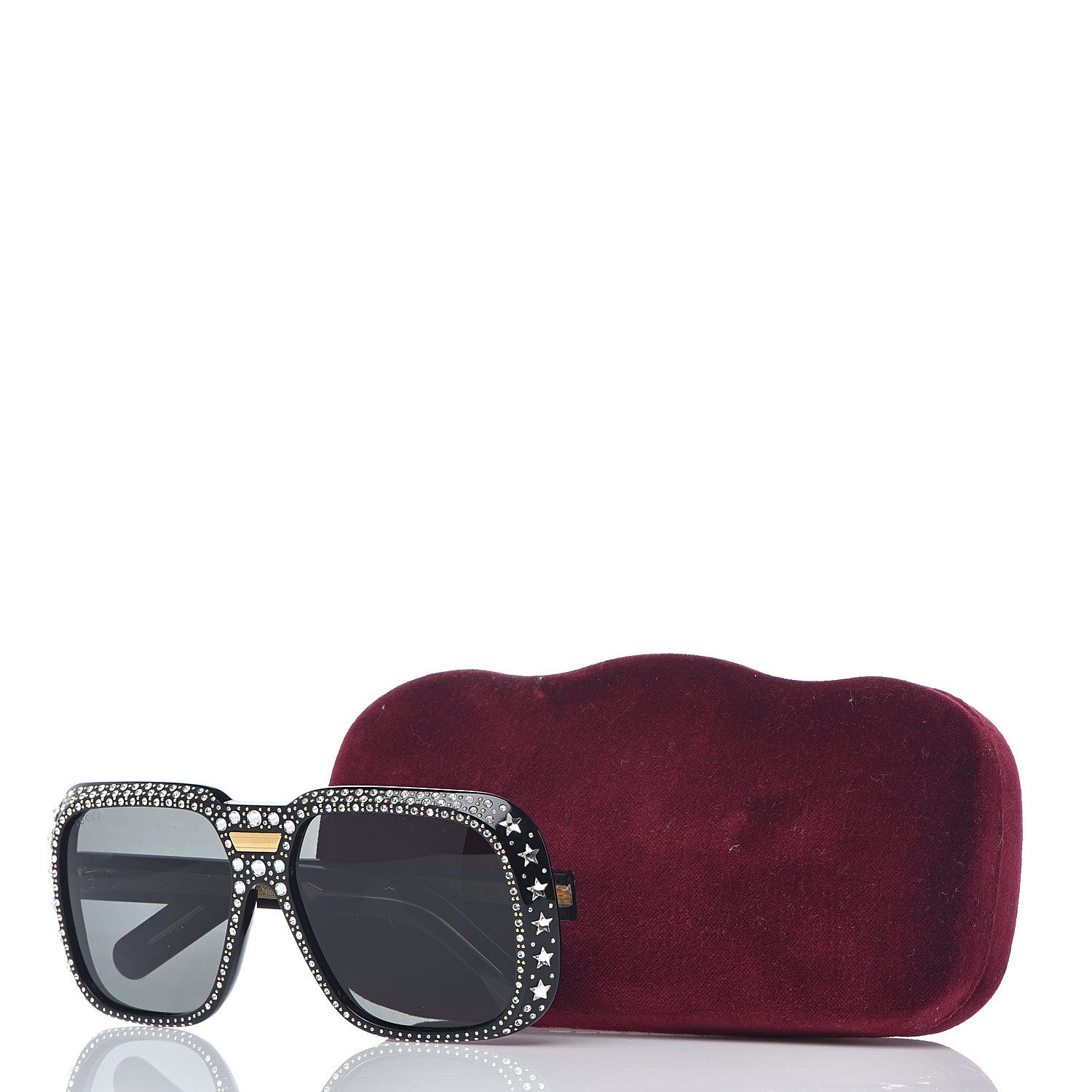Gucci X DAPPER DAN Acetate Crystal Sunglasses GG0427S Black 540396