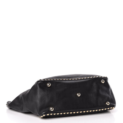 Valentino Garavani Vitello Medium Rockstud Tote Black 5 of 10