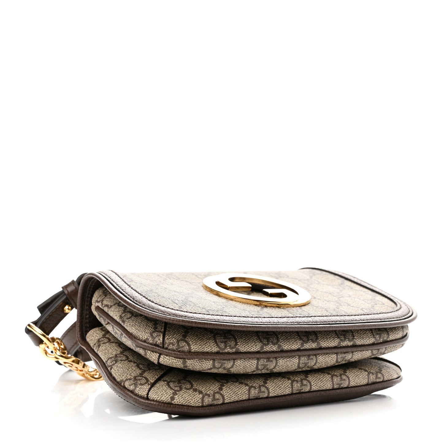 GG Supreme Monogram Textured Dollar Calfskin Mini Blondie Chain Shoulder Flap Bag Beige Ebony New Acero