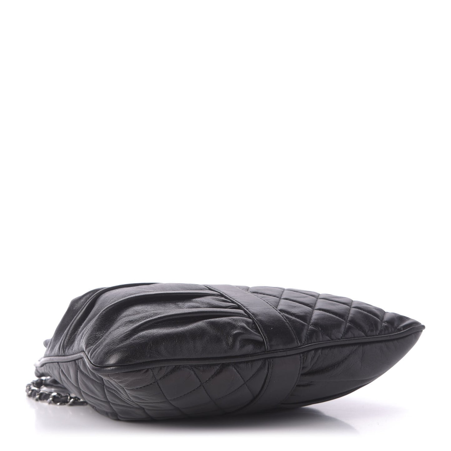 Lambskin Quilted Pile Ou Face Drawstring Bag Black