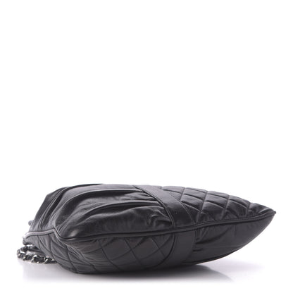 Chanel Lambskin Quilted Pile Ou Face Drawstring Bag Black 4 of 10
