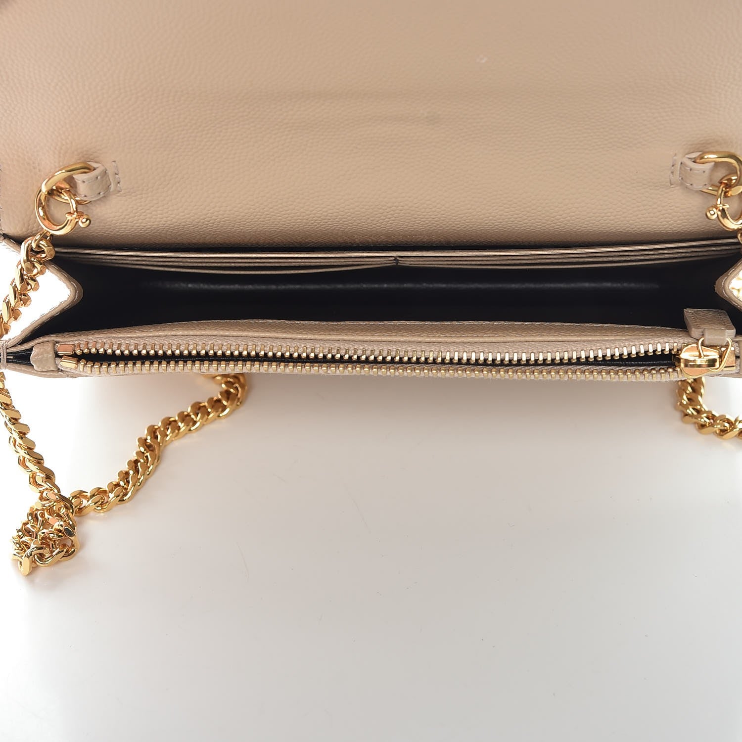 Saint Laurent Grain De Poudre Matelasse Chevron Monogram Envelope Chain Wallet Nude Powder 5 of 10