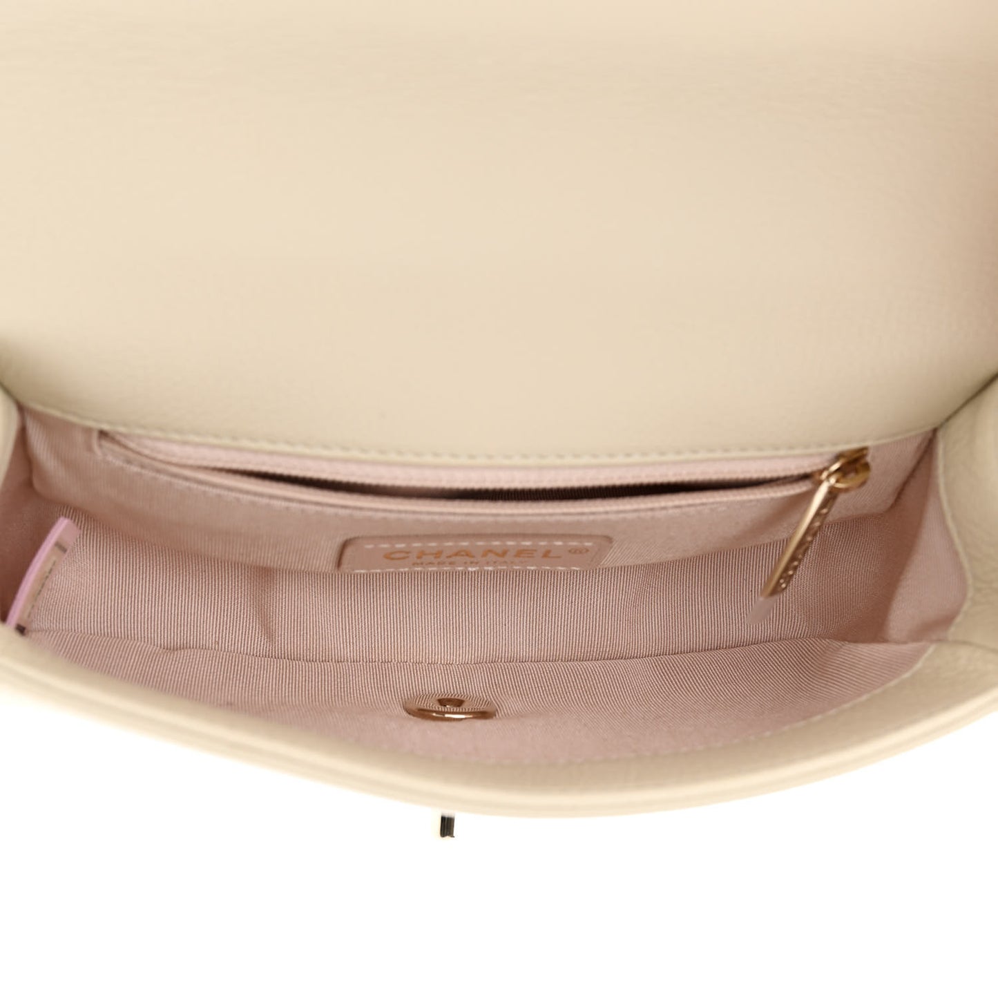 Caviar Quilted Mini Studded Flap White