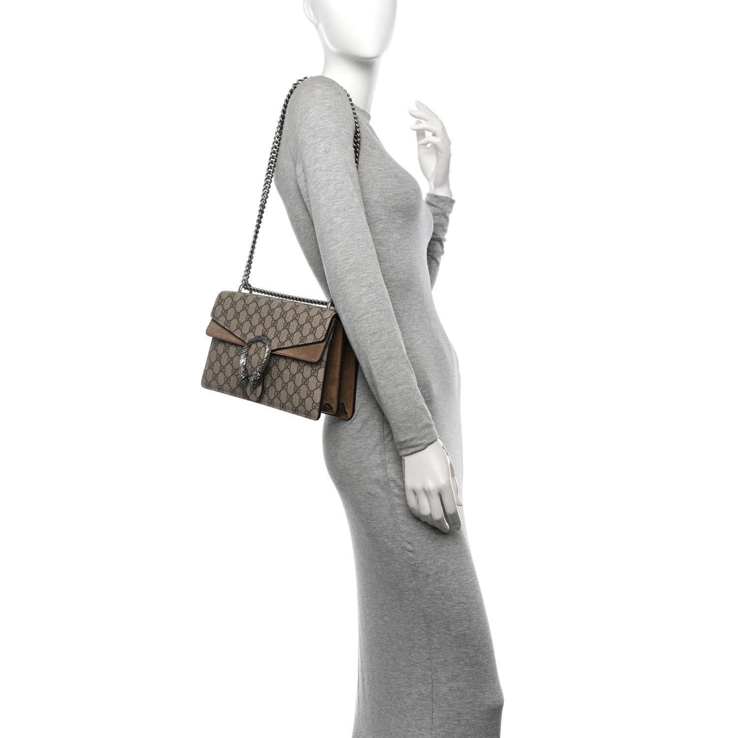 Gucci GG Supreme Monogram Small Dionysus Shoulder Bag Taupe 2 of 11