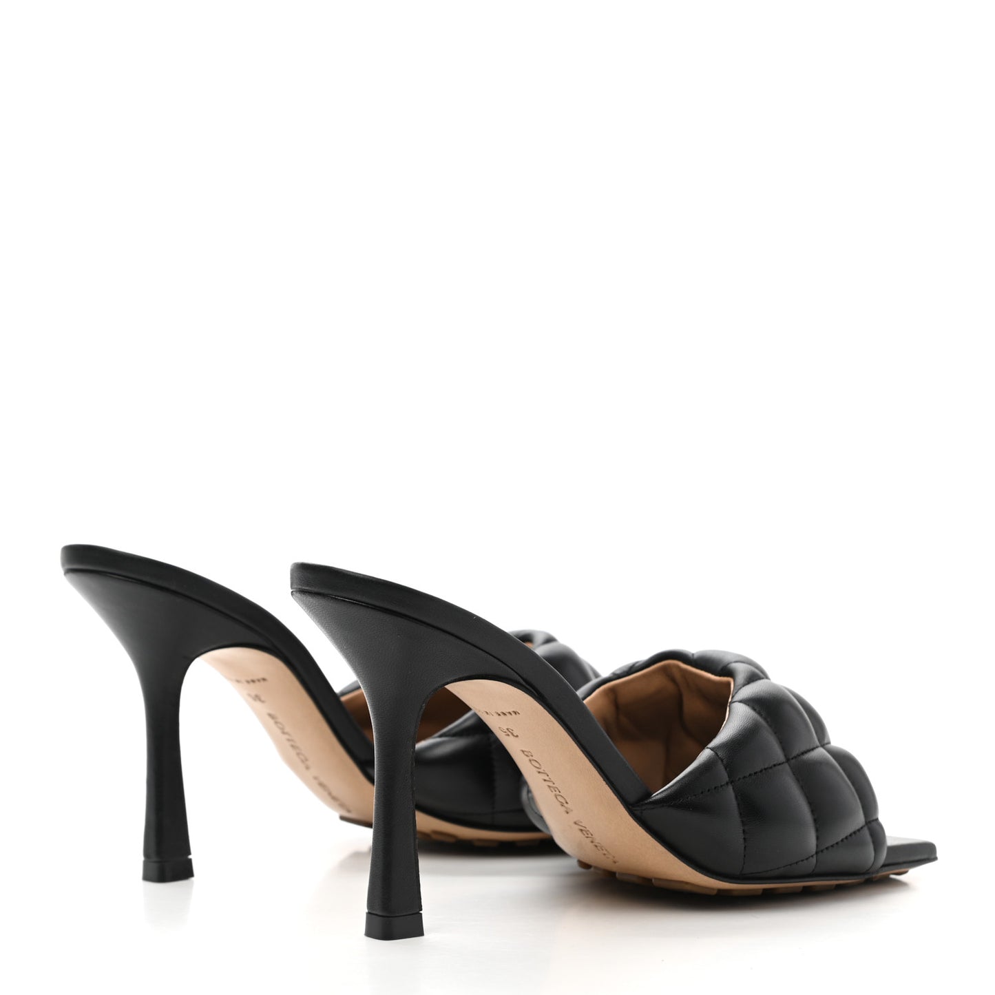 Nappa Matelasse Padded Mule Sandals 35 Black
