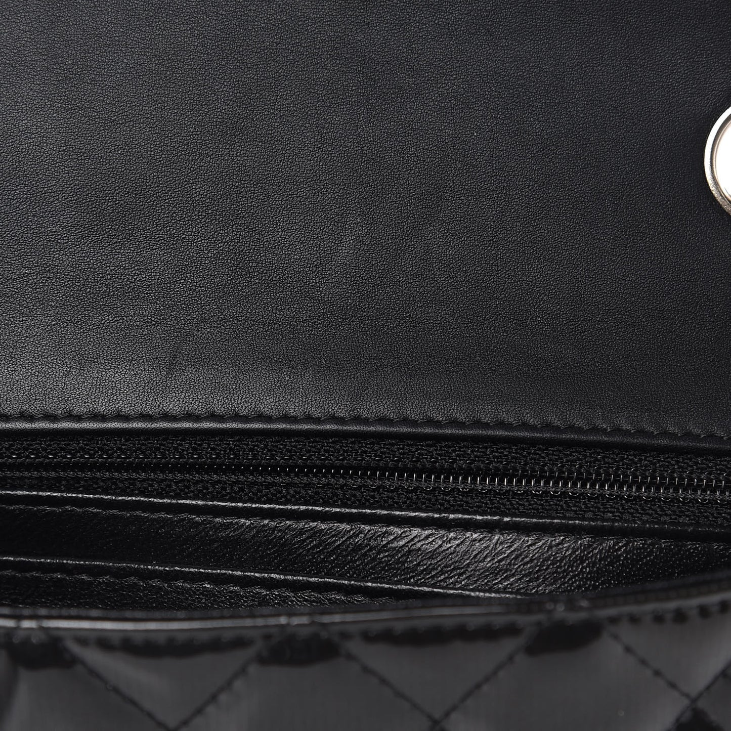 Striated Patent Quilted Mini Rectangular Flap Black