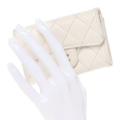Chanel Caviar Quilted Flap Card Holder Wallet White 2 of 11