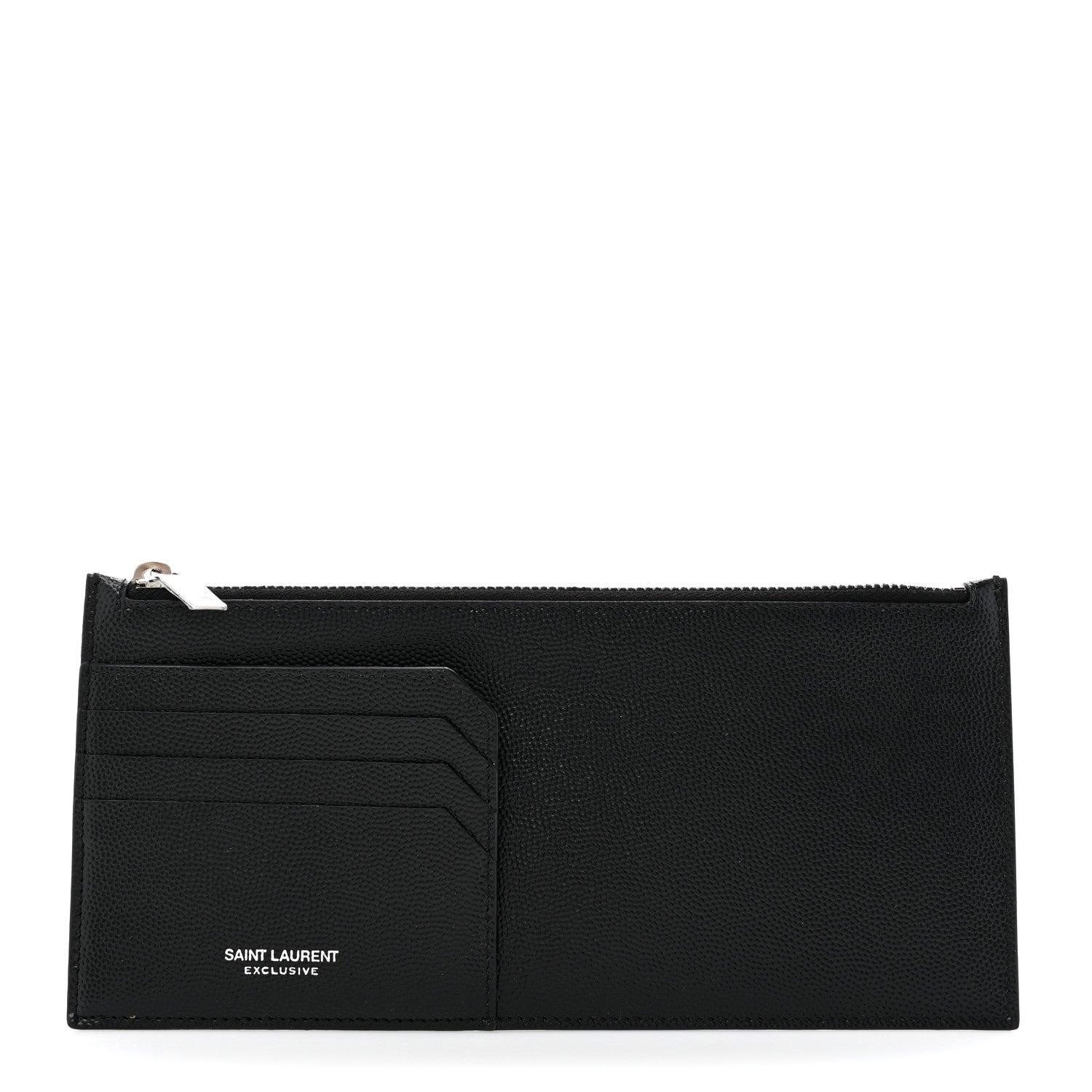 Saint Laurent Grained Calfskin Zip Pouch Tech Card Holder Black 1 of 8