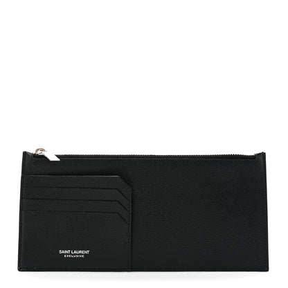 Saint Laurent Grained Calfskin Zip Pouch Tech Card Holder Black 1 of 8