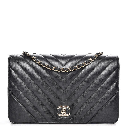 Chanel Metallic Calfskin Chevron Quilted Medium Statement Flap Black 1 of 8