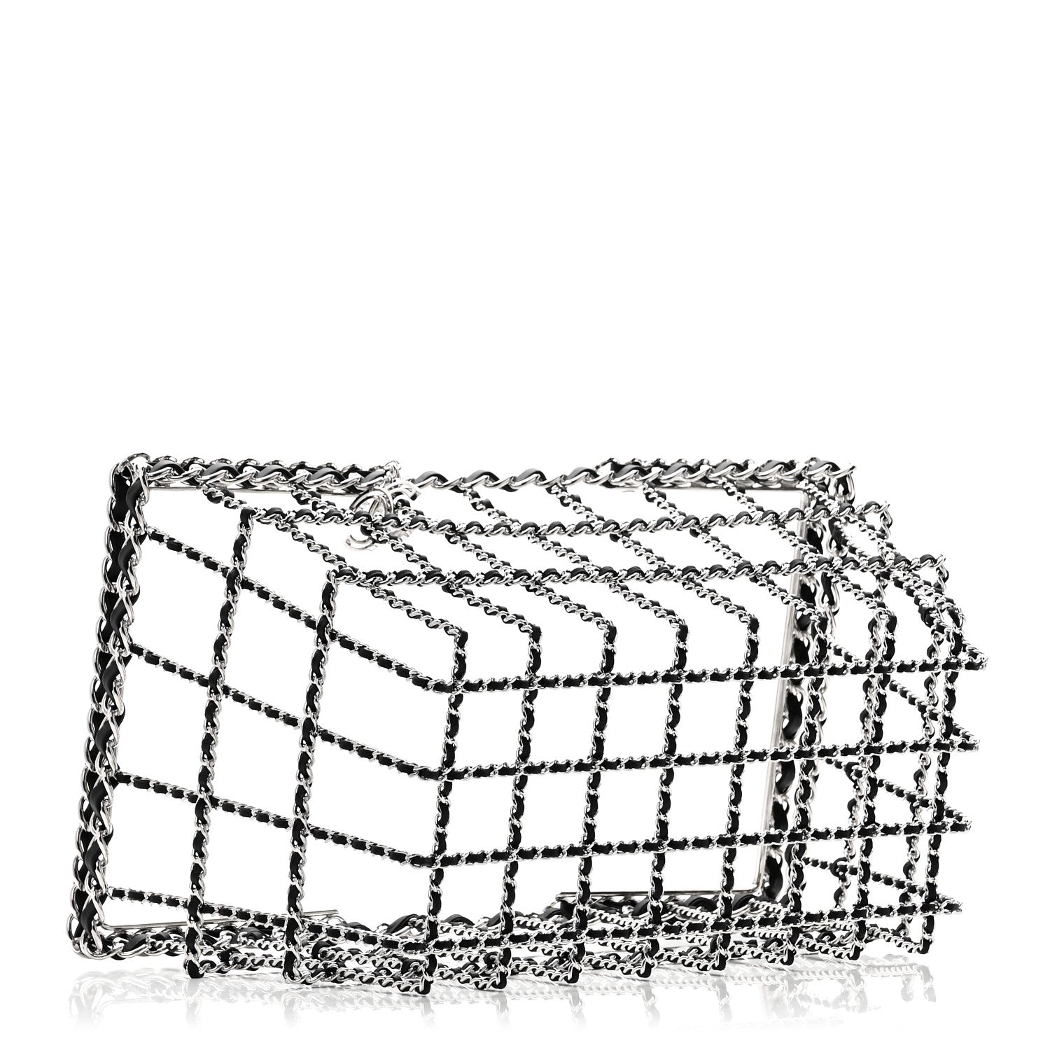 Chanel Brass Calfskin Medium Grocery By Chanel Shopping Basket Silver 4 of 8