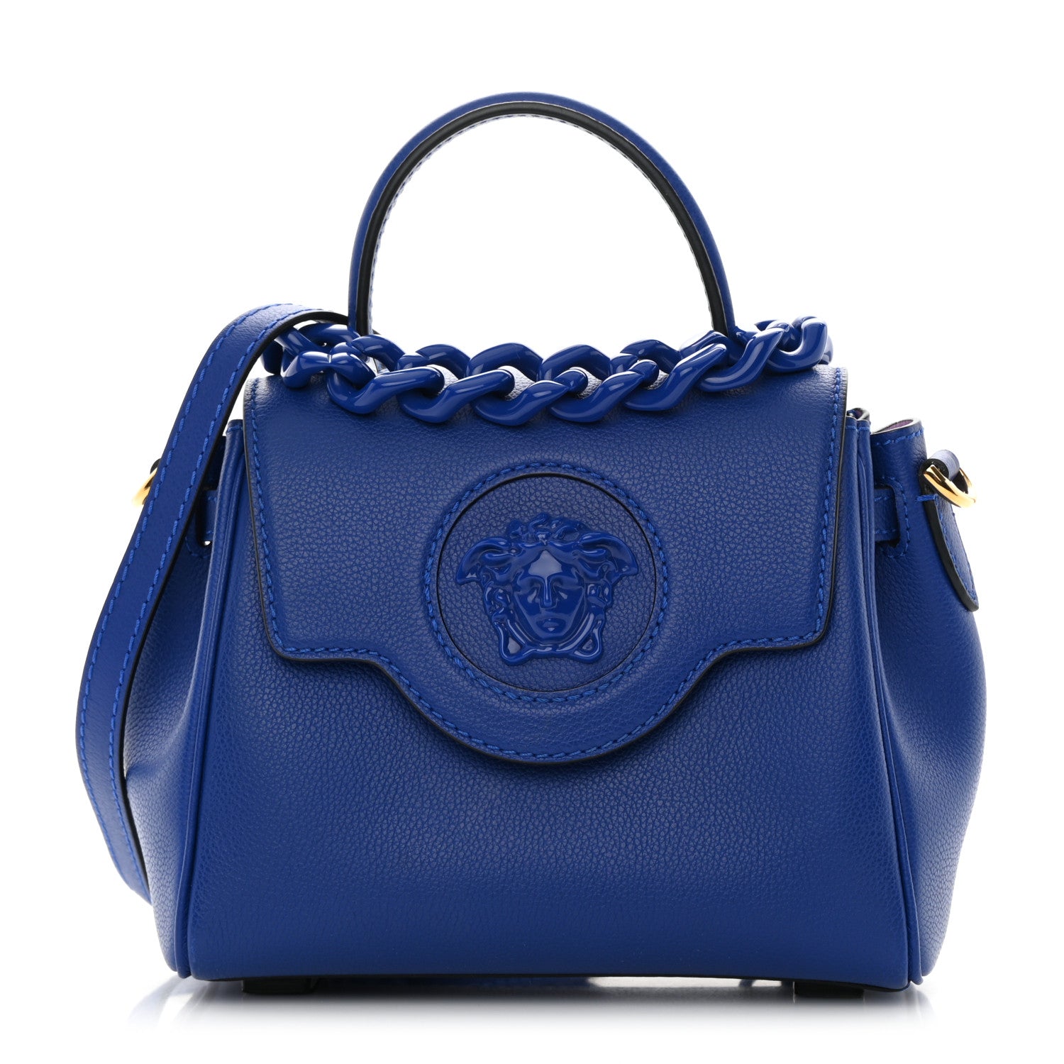 Versace Grained Calfskin Small La Medusa Top Handle Bag Lapis 1 of 11