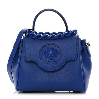 Versace Grained Calfskin Small La Medusa Top Handle Bag Lapis 1 of 11