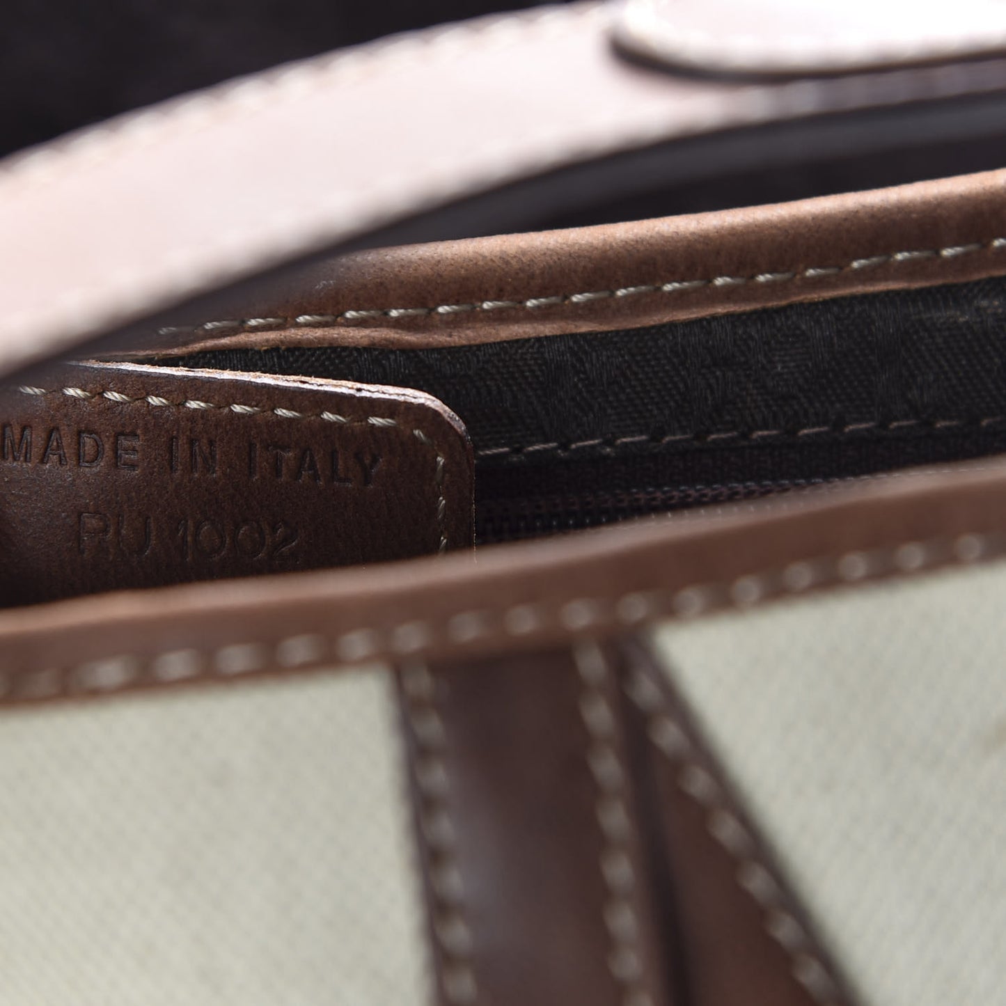 Canvas Calfskin Saddle Bag Beige