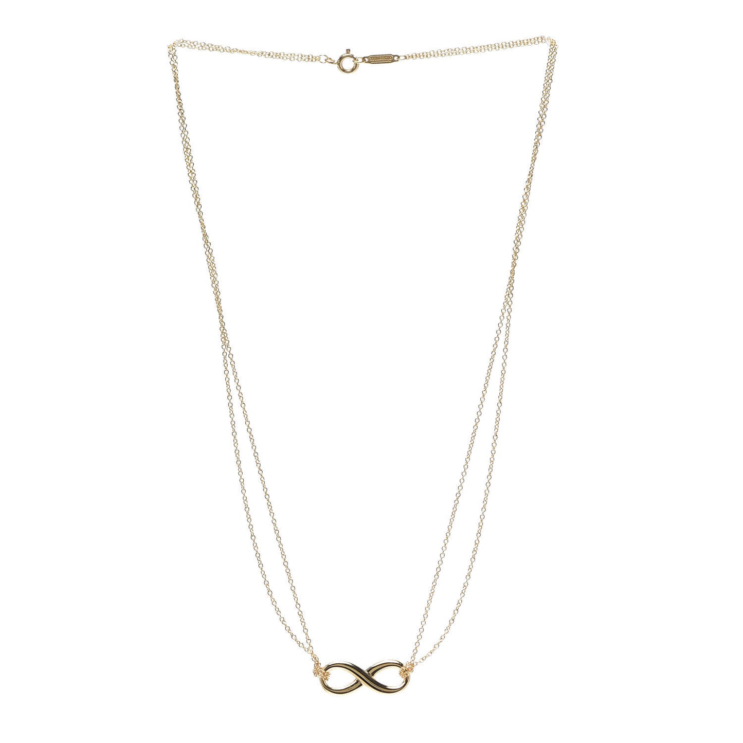 18K Yellow Gold Infinity Double Chain Pendant Necklace