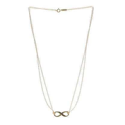 Tiffany 18K Yellow Gold Infinity Double Chain Pendant Necklace 3 of 6