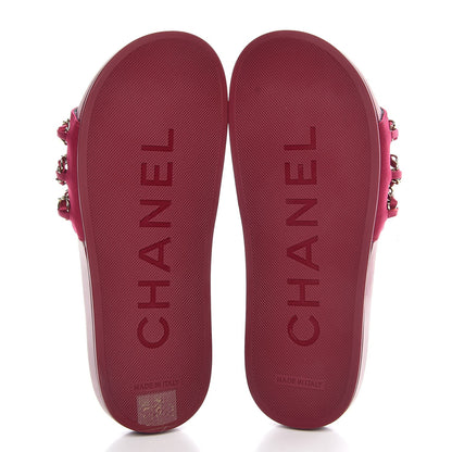 Chanel Satin Chain Flat Sandals 35 Dark Fuchsia 5 of 8