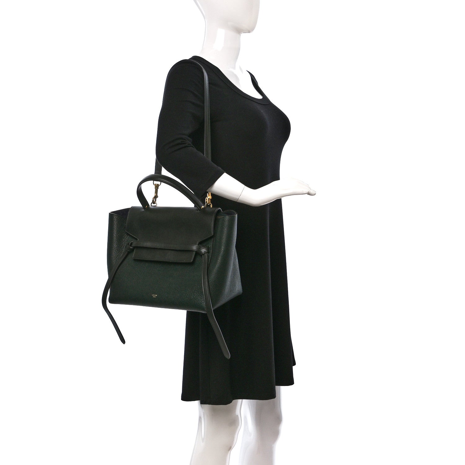 Celine Goatskin Smooth Calfskin Mini Belt Bag Dark Green 2 of 9
