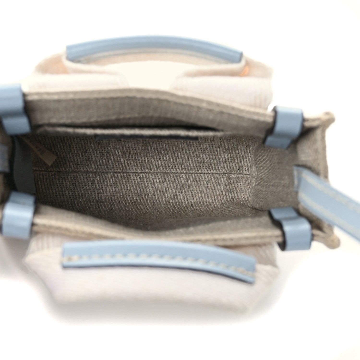 Chloe Cotton Calfskin Nano Woody Ribbon Tote With Strap White Blue 5 of 10