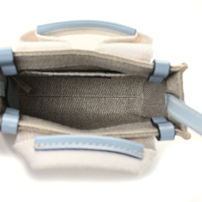 Chloe Cotton Calfskin Nano Woody Ribbon Tote With Strap White Blue 5 of 10