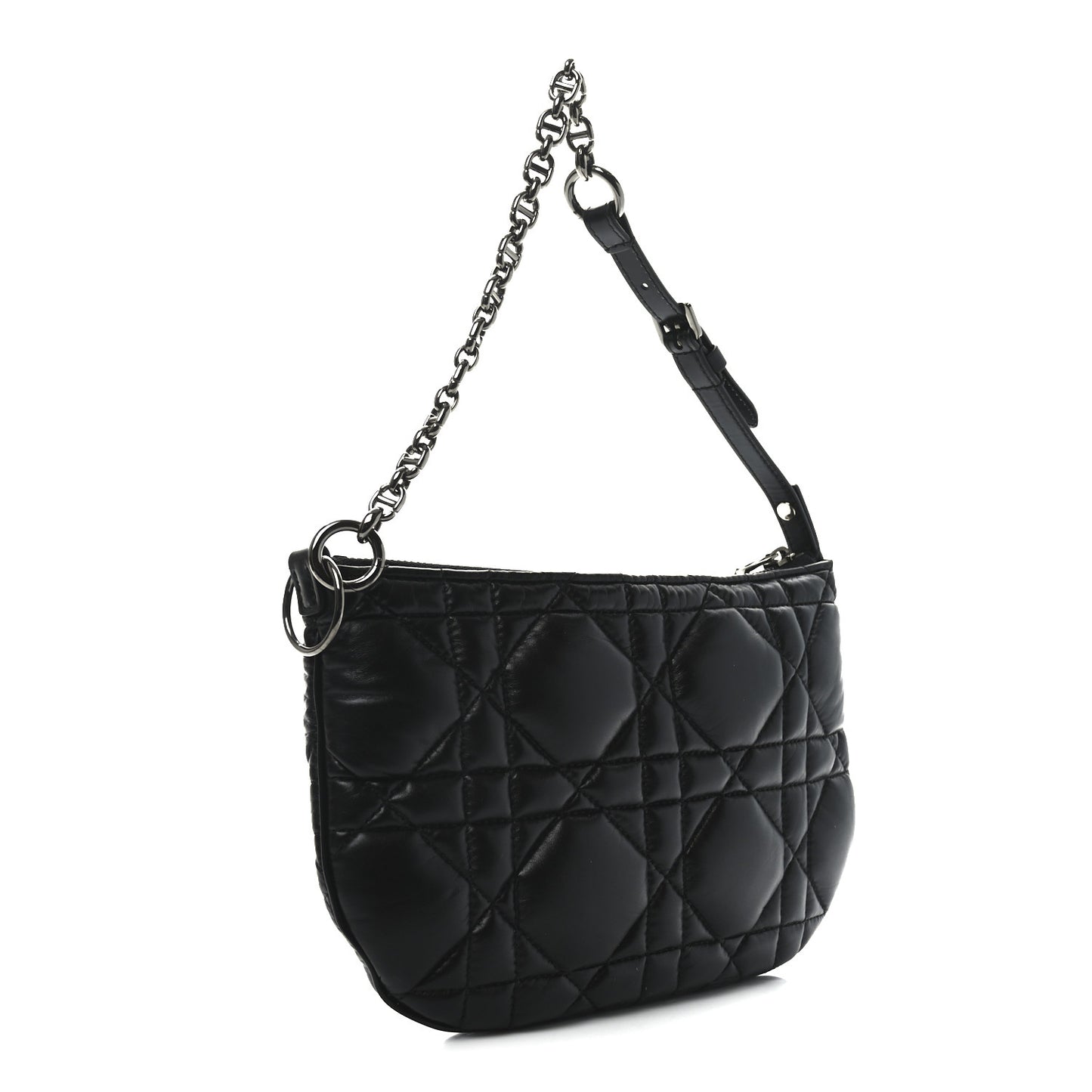 Calfskin Macrocannage Mini Dior Caro Tulip Bag Black