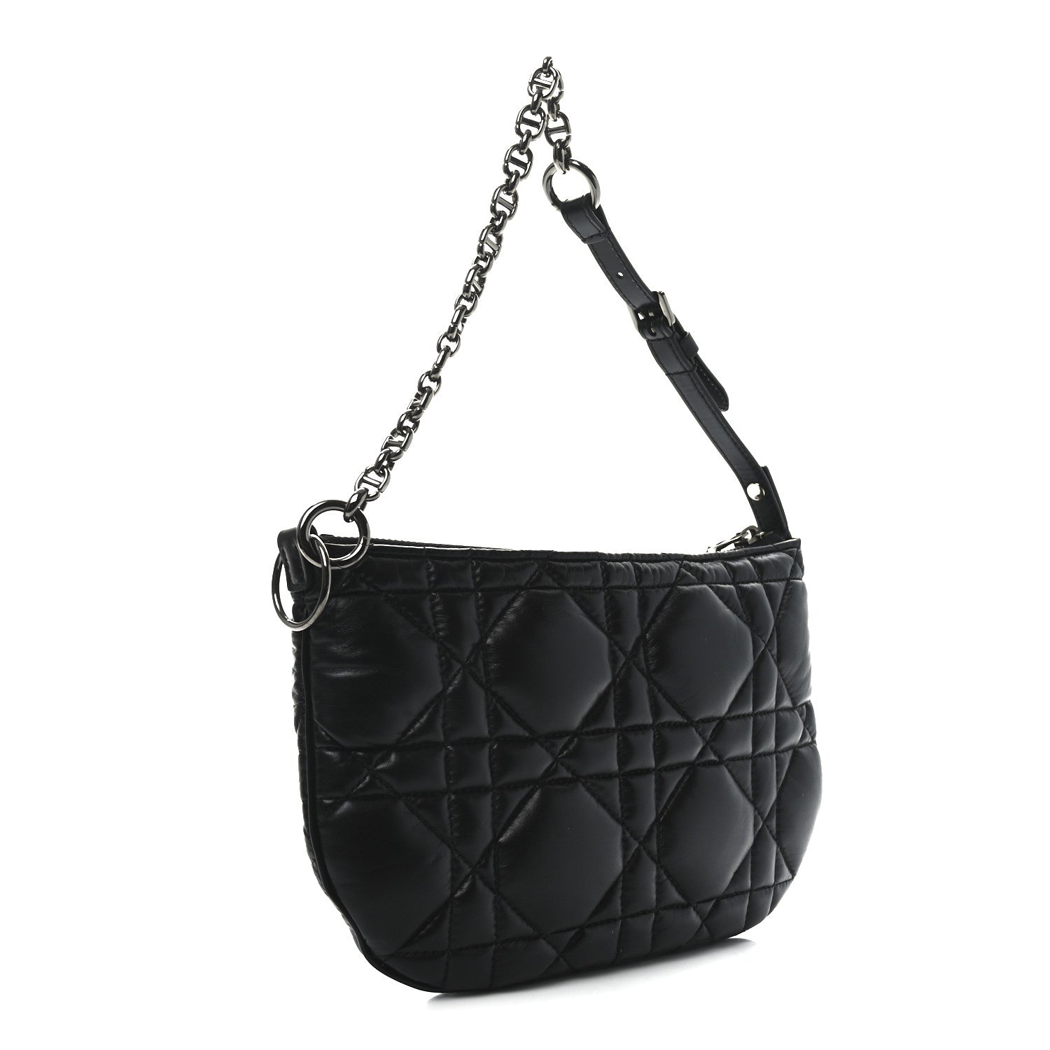 Christian Dior Calfskin Macrocannage Mini Dior Caro Tulip Bag Black 3 of 9