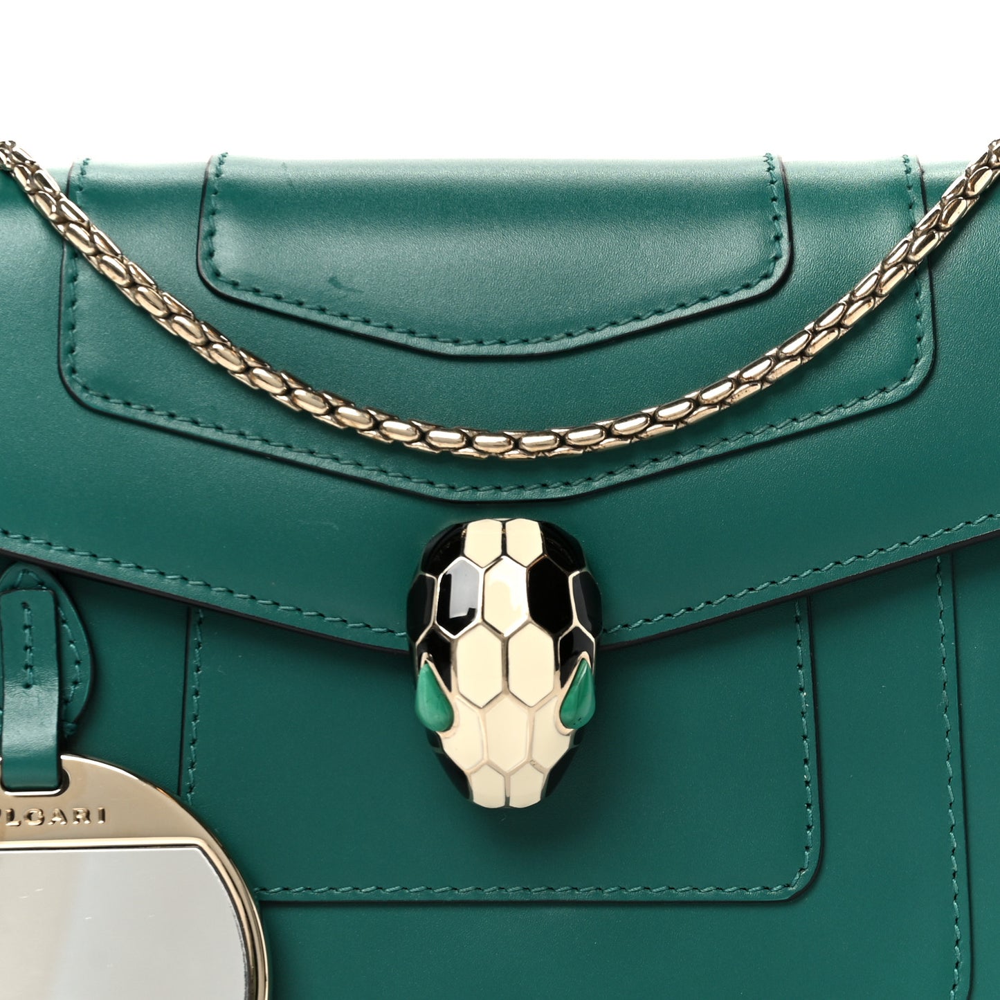 Calfskin Small Serpenti Forever Snake Strap Crossbody Bag Emerald Green