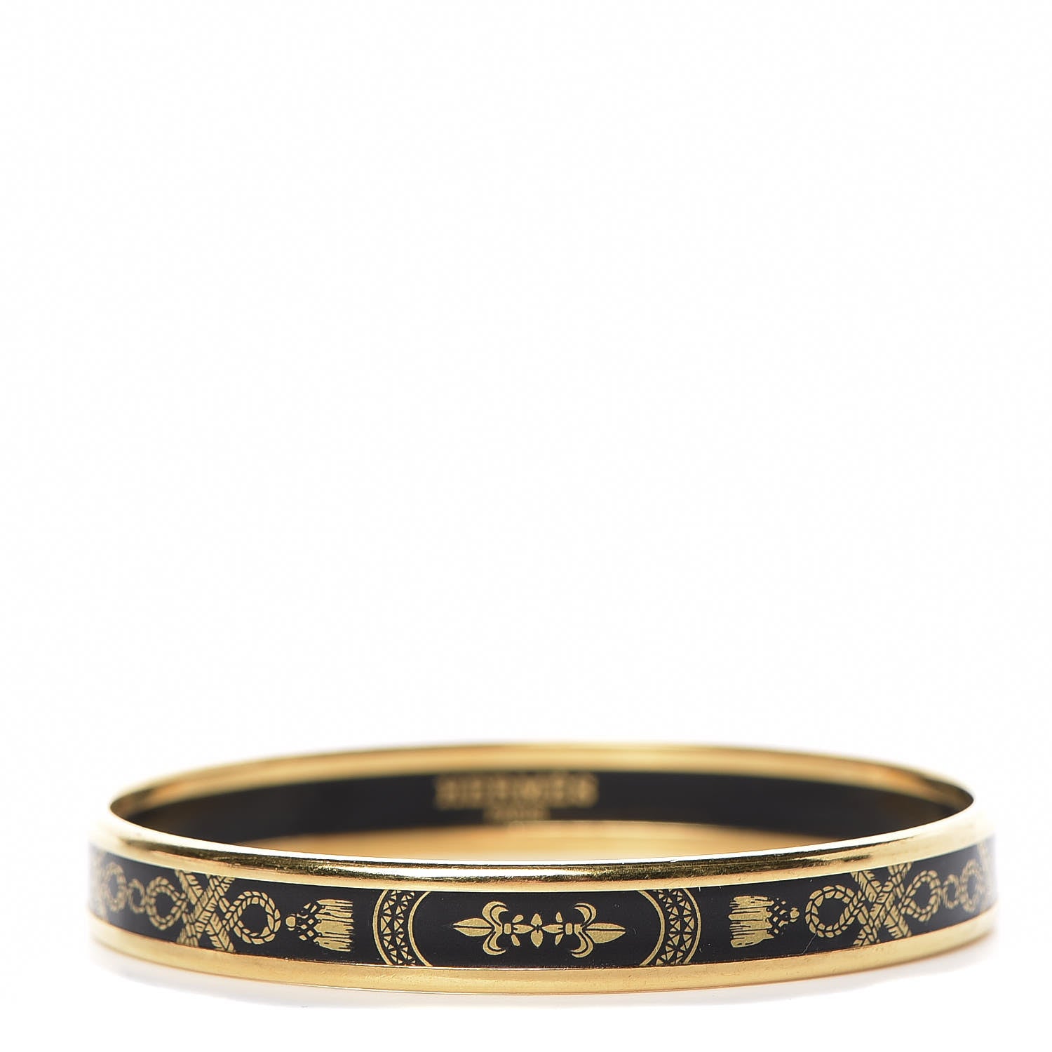 Hermes Enamel Printed Grand Apparat Narrow Bracelet 65 Black 1 of 5