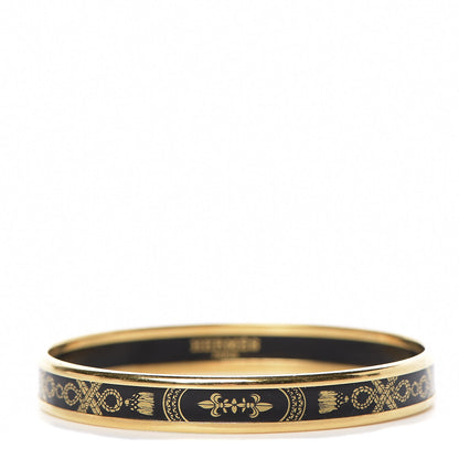 Hermes Enamel Printed Grand Apparat Narrow Bracelet 65 Black 1 of 5