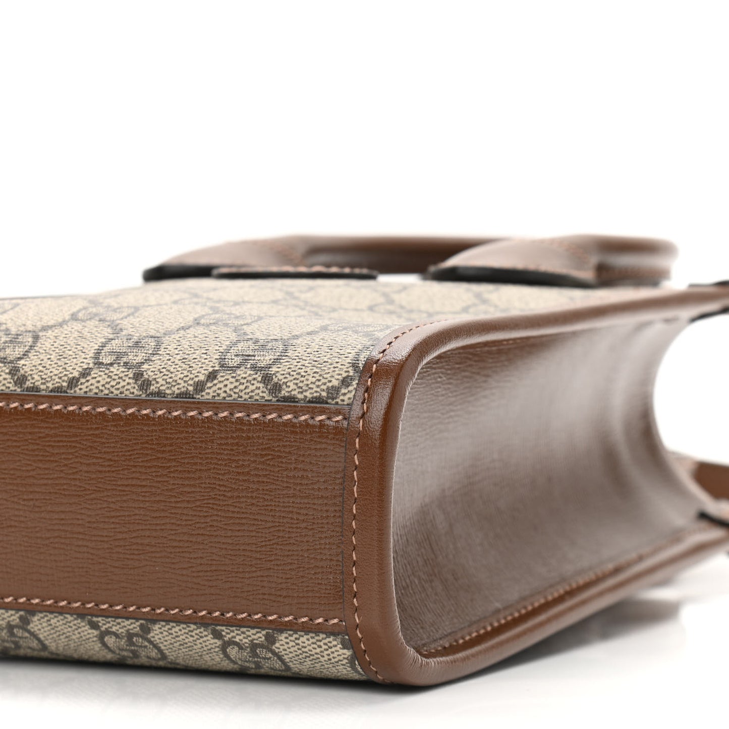 GG Supreme Monogram Azalea Calfskin Mini Retro Interlocking G Tote Bag Beige Ebony Brown Sugar