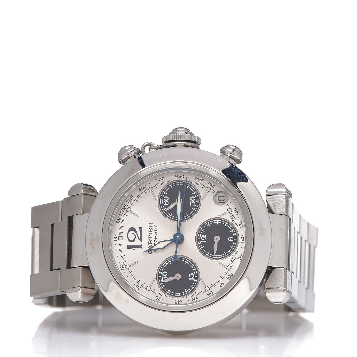Stainless Steel 35mm Pasha C Chronograph Automatic Watch Black