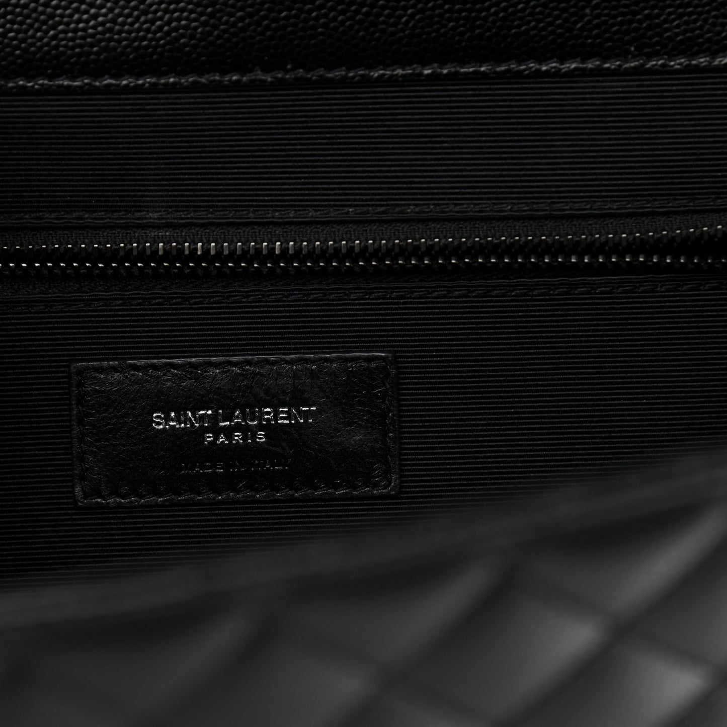 Grain De Poudre Textured Mixed Matelasse Large Triquilt Monogram Monochrome Satchel Black