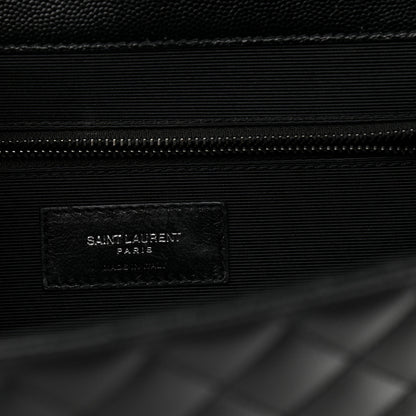 Saint Laurent Grain De Poudre Textured Mixed Matelasse Large Triquilt Monogram Monochrome Satchel Black 6 of 9