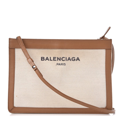 Balenciaga Cotton Canvas Pochette Crossbody Bag Tan 1 of 15
