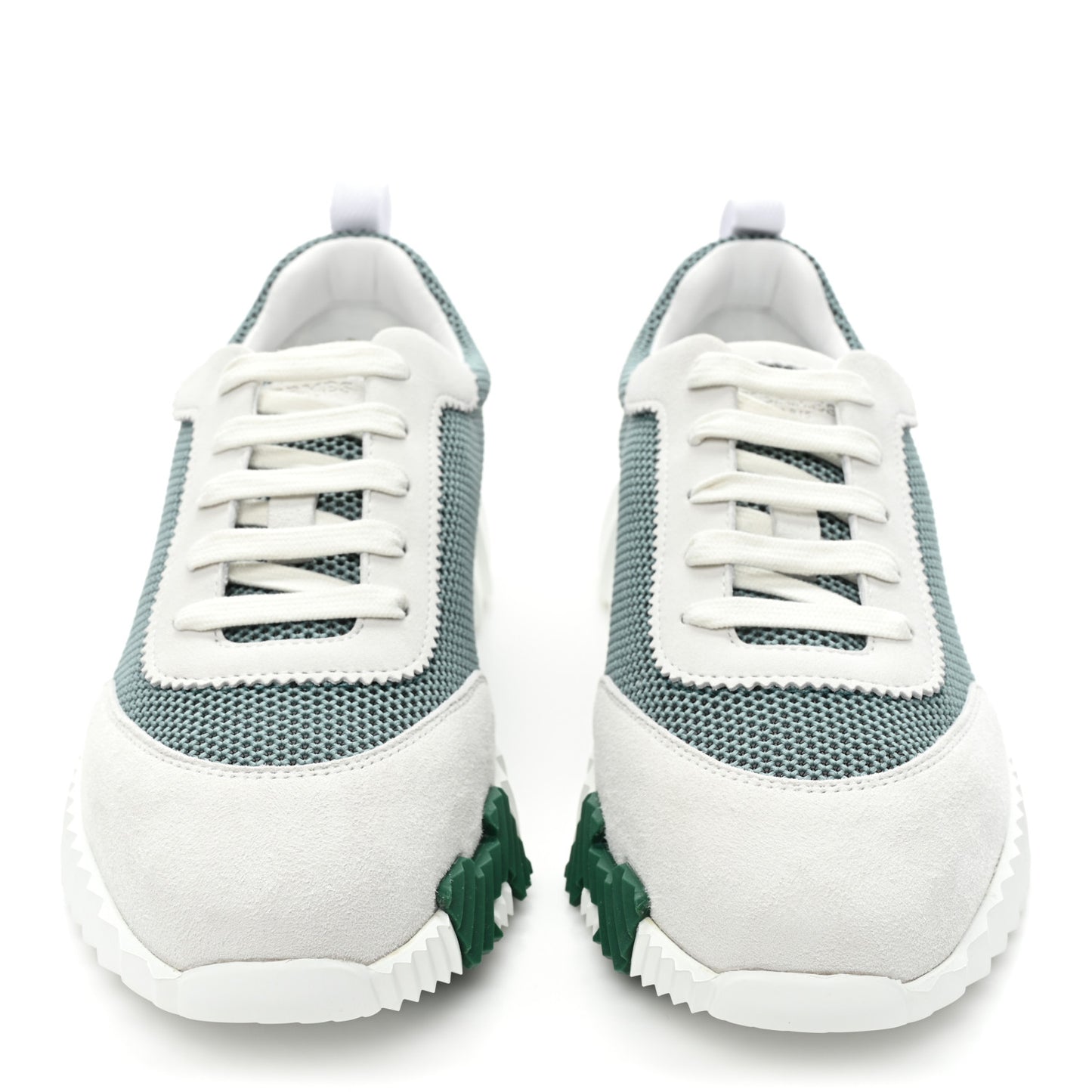 Air Mesh Suede Goatskin Bouncing Sneakers 40 Vert D'eau White