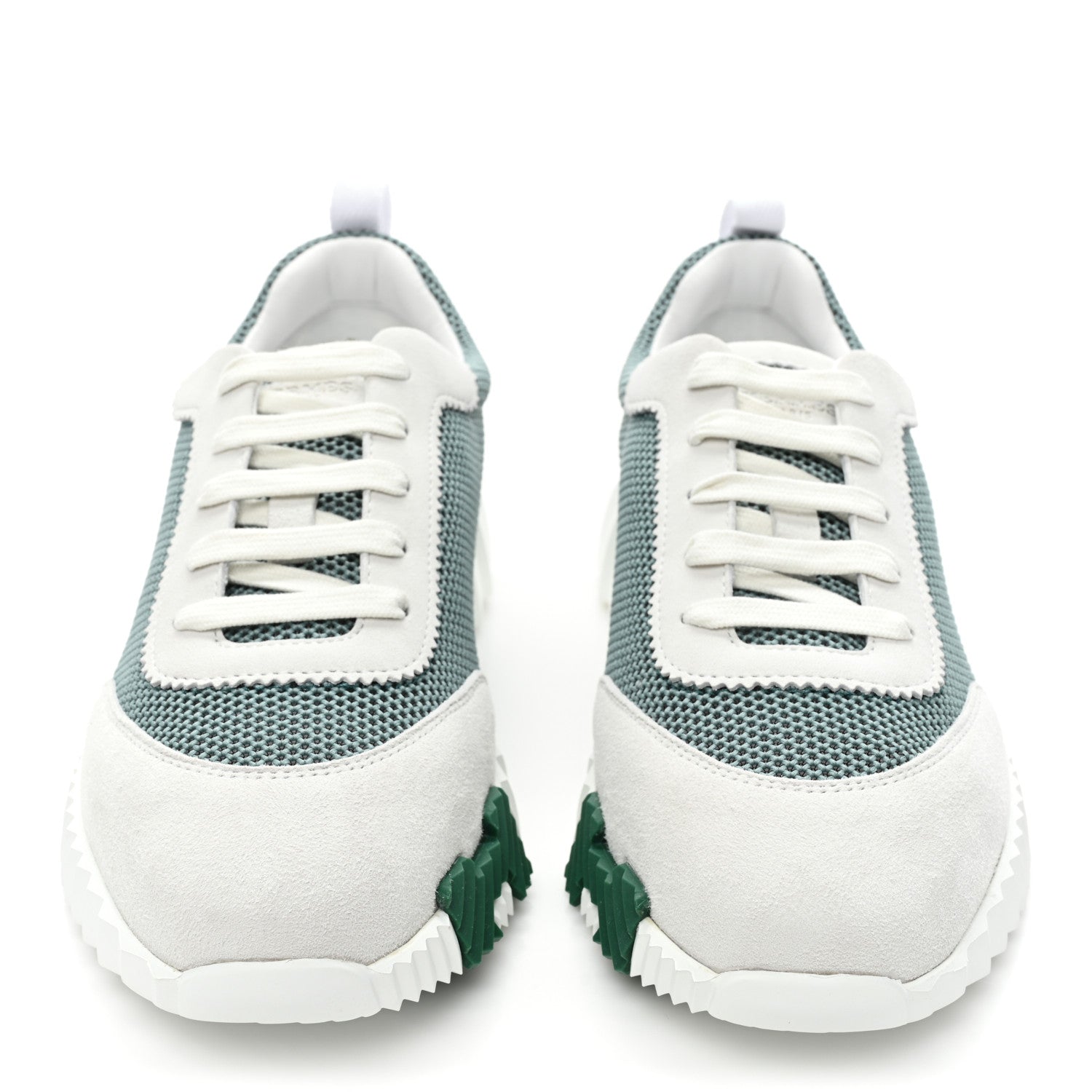 Hermes Air Mesh Suede Goatskin Bouncing Sneakers 40 Vert D'eau White 2 of 8